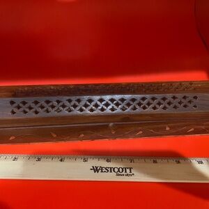 Carved incense burner with mother of pearl inlay